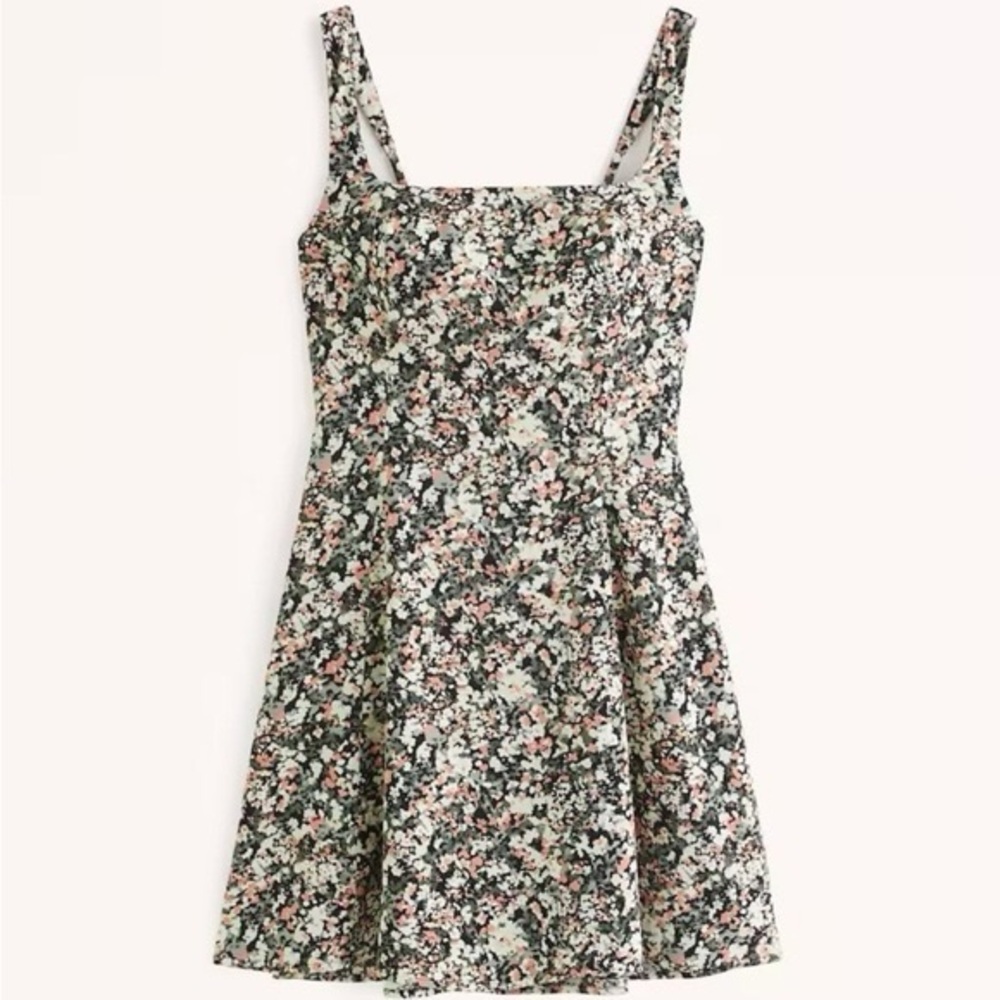 Abercrombie & Fitch Square Neck Floral Mini Dress Small - Picture 2 of 5